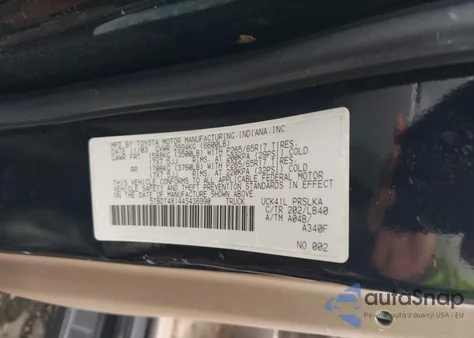 2004 Toyota Tundra Limited V8 z USA, uszkodzony, nr VIN 5TBDT48144S436990